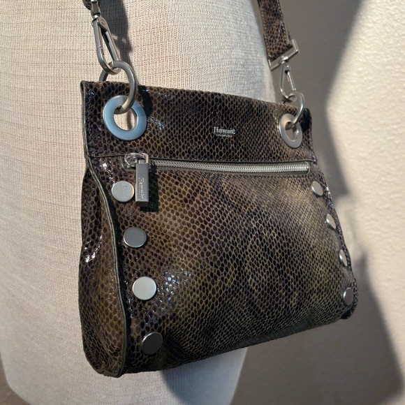 Hammitt Leather Snake Patterned Crossbody Small Tony Bag w/ Silver Hardware - Picture 4 of 9